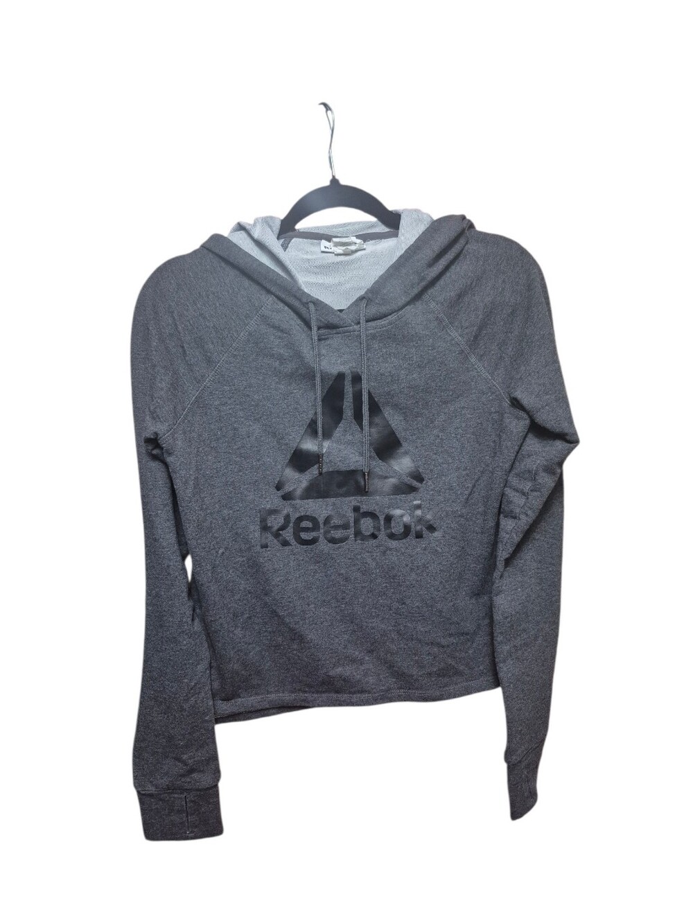 Reebok Women's Charcoal Gray Hooded Pullover Sweatshirt